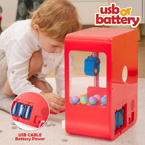 Vista 8 de JOYIN Claw Machine - Juguete de arcade con luz LED y sonido ajustable, juguetes dispensadores recargables, mini máquina expendedora para niños