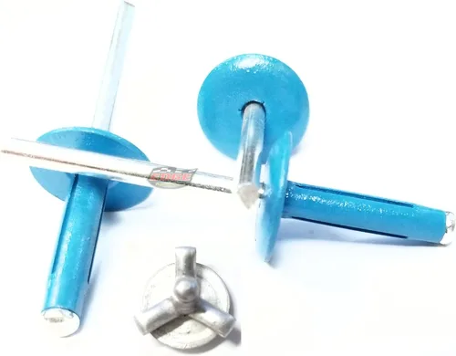 Vista 5 de Revestimientos explosivos negros de 3/16" con mandril de aluminio de cabeza grande tri-pliegue de 0.040 - 0.354 Rango de agarre