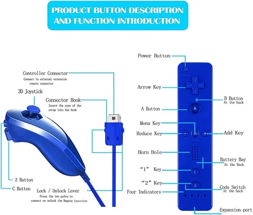 Vista 3 de PGYFDAL 2 Pack Remote Controller and Nunchuck Joystick for wiiwii u Console Gamepad with Silicone Case and Wrist Strap for Holiday Black and Dark
