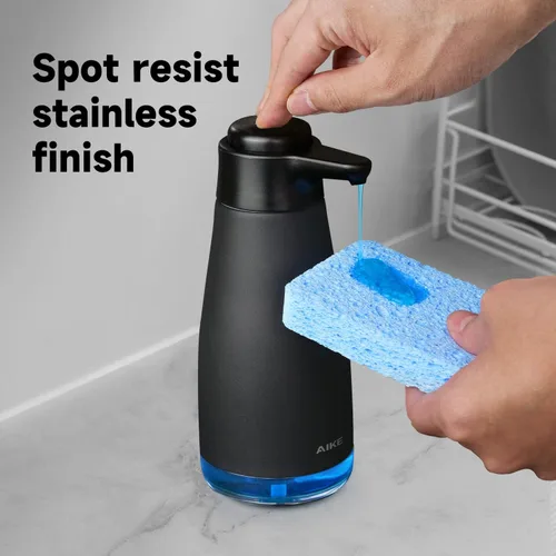 Vista 2 de AIKE Dispensador de jabón líquido de 15 onzas líquidas para platos y jabón de manos, negro mate