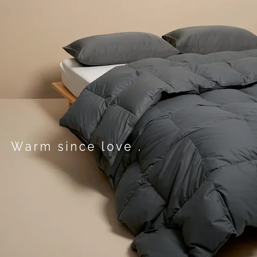 Vista 2 de Airluck Edredón de plumas de lujo tamaño King, relleno de plumas y plumón, edredón de cama gris para todas las estaciones, relleno de edredón