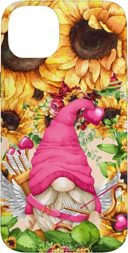 Vista 15 de Valentines Gnome in Cupid Costume for Women with Sunflower Case for iPhone 17