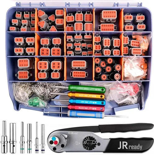 Vista 9 de JRready ST6437 Kit de conectores Deutsch, conectores DT DTM de 2 3 4 6 8 12 pines con herramienta de prensado estilo torreta, tamaño 16 20 pines