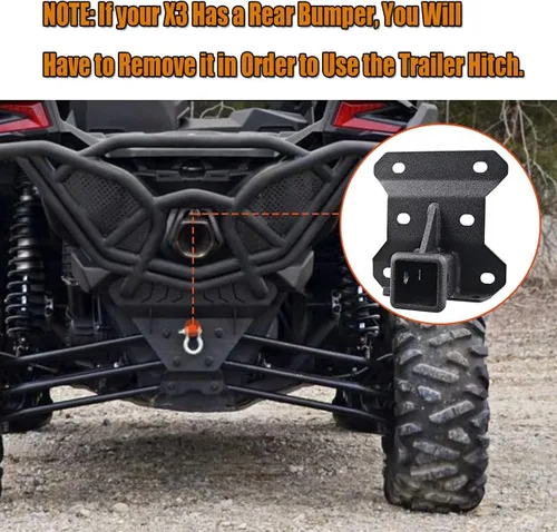 Vista 3 de Enganche receptor trasero de 2 pulgadas X3 compatible con Can Am Maverick Turbo/Max Turbo/X DS/X RS Turbo 2017-2023, accesorios estándar de 2