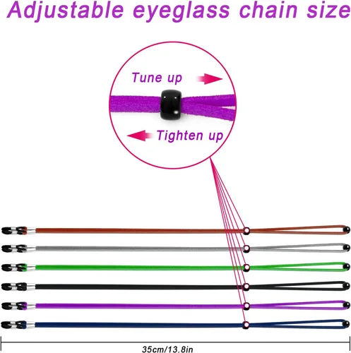 Vista 2 de VOOGLASS Correa para lentes (6 unidades) para gafas deportivas, cordón ajustable para lentes de sol, soporte para el cuello, retenedor de cordón