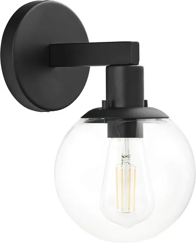 Linea di Liara Aplique de pared de globo de vidrio negro mate, apliques de pared Sferra de mediados de siglo, apliques de pared modernos de mediados