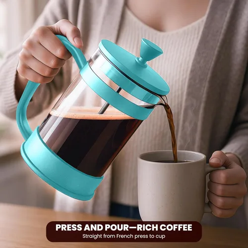 Vista 3 de Utopia Kitchen French Press - Cafetera de café expreso y té con filtros triples, émbolo de acero inoxidable y vidrio de borosilicato resistente al