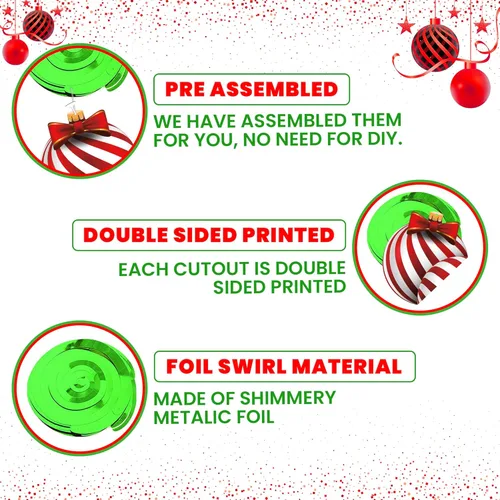 Vista 4 de KatchOn, Juego de 30 decoraciones de remolino de Navidad, adornos navideños, recortes de bolas de árbol de Navidad para decoración de árbol