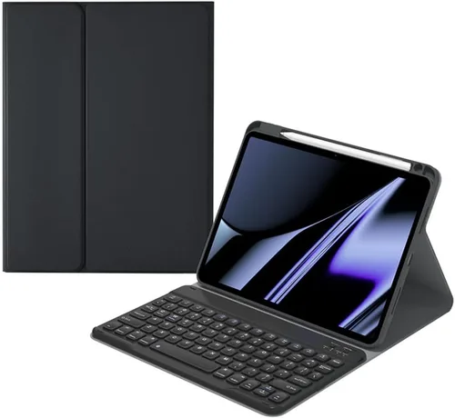 Vista 12 de AnMengXinLing Funda de teclado para iPad de 9.7 pulgadas, iPad de 5ª/iPad 6ª generación, Air2, funda inteligente con soporte para lápices, teclado