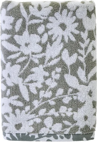 SKL Home Bedford Floral 100% algodón premium, toalla de baño de 600 GSM, suave y absorbente, jacquard reversible, color salvia