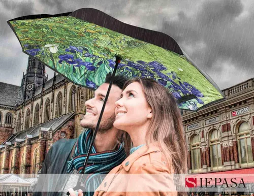 Vista 7 de SIEPASA - Paraguas invertido con mango en forma de C, resistente al viento y a los rayos UV, para mujeres y hombres.