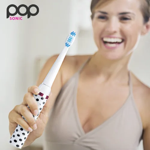 Vista 35 de Cepillo de dientes eléctrico Pop Sonic (puntos rojos) – Cepillos de dientes de viaje con batería AAA Cepillos de dientes eléctricos para niños