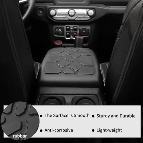 Vista 3 de Funda para Reposabrazos de Consola Central Compatible con Jeep Wrangler JL JLU y Jeep Gladiator JT 2018-2024, Alfombrilla de Almacenamiento