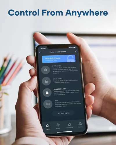 Vista 5 de Sistema de alarma inalámbrico para el hogar, kit de 15 piezas, sistema de alarma WiFi para seguridad del hogar con alerta de aplicación de teléfono