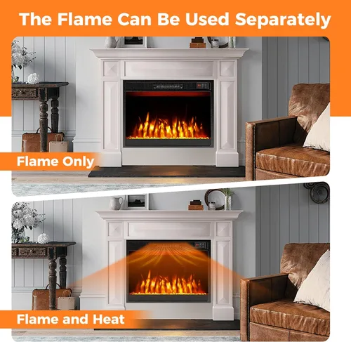 Vista 8 de RELAX4LIFE - Insertos de chimenea eléctrica de 23 pulgadas - Calentador de chimenea de 750 W/1500 W con 3 colores de llama, brillo de cristal