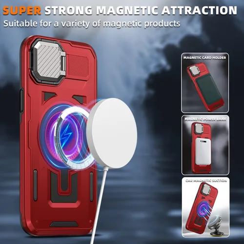 Vista 3 de Funda para Samsung Galaxy S23 Ultra con protector de pantalla, cubierta deslizante integrada para cámara + anillo de soporte de 360° para S23 Ultra