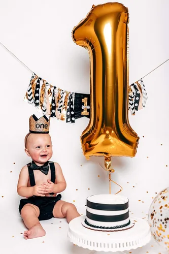 Vista 7 de AWAYTR Conjunto de corbatín para bebé y niño con tirantes para fiesta de primer cumpleaños