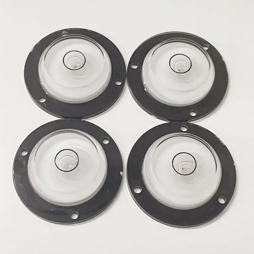 Vista 2 de 6 unidades de nivel de burbuja circular con tornillos montados, forma abovedada, multidireccional, redondo, burbuja, niveles, herramientas