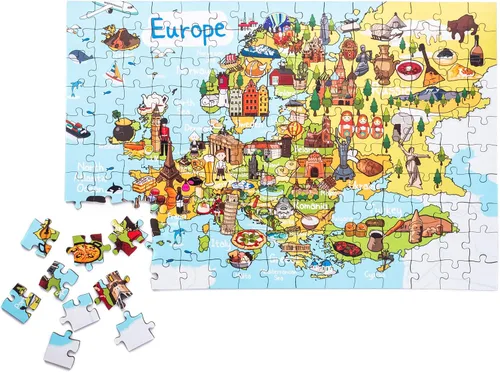 Vista 5 de Rompecabezas de madera de mapa de Europa de 152 piezas, 10 x 15 pulgadas
