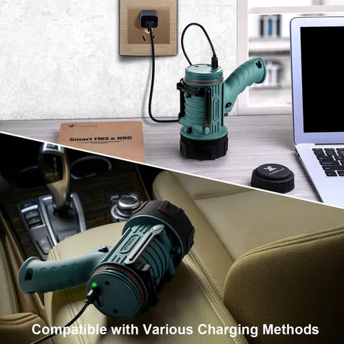 Vista 7 de YIERBLUE Reflector recargable con luz súper brillante de 90,000 lúmenes LED, linterna de mano resistente al agua IP67 con filtro de luz roja