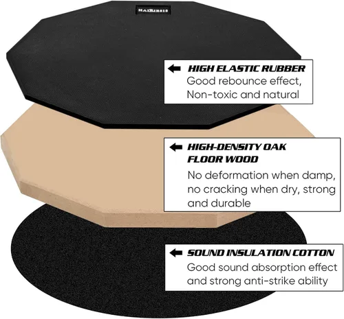 Vista 4 de HAIRIESIS Almohadilla de Práctica para Caja, Almohadilla de Práctica de Batería de 12 Pulgadas, Almohadilla de Batería Silenciosa de Doble Cara