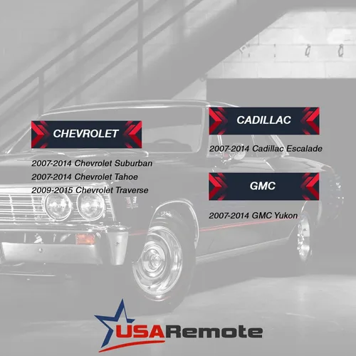 Vista 5 de Mando a distancia sin llave para llavero de coche compatible con Chevy Tahoe Suburban 2007-2014 / Cadillac Escalade 2007-2014 / GMC Yukon 2007-2014