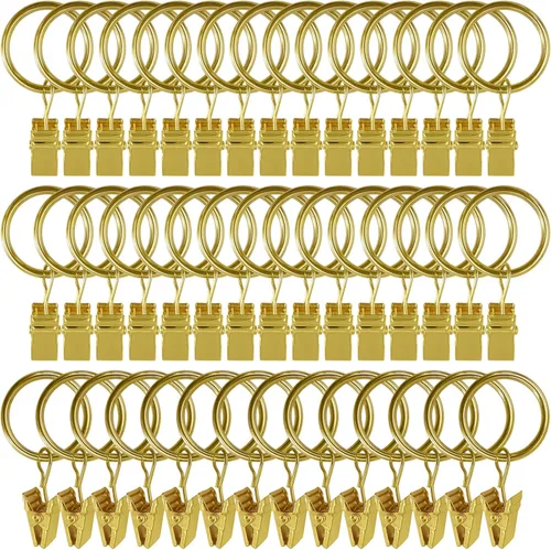 Vista 37 de LLPJS Paquete de 44 ganchos para anillos de cortina, clips para colgar cortinas y lazos, 1 pulgada de diámetro interior, se adapta a barras de hasta