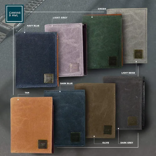 Vista 7 de LONA & AWL encerado lona y cuero delgado billetero unisex