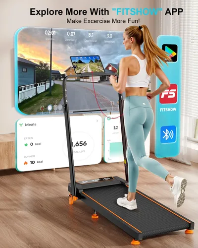 Vista 9 de Rayspace Walking Pad with 12% Incline/Adjustable Height, Upgraded 3.5HP Walking Pad with Handle Bar, 4 in 1 Foldable Under Desk Treadmill, Electric