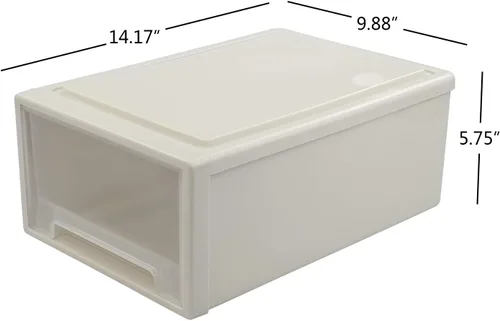 Vista 3 de Paquete de 4 cajones apilables de almacenamiento, caja organizadora de 12 cuartos de galón