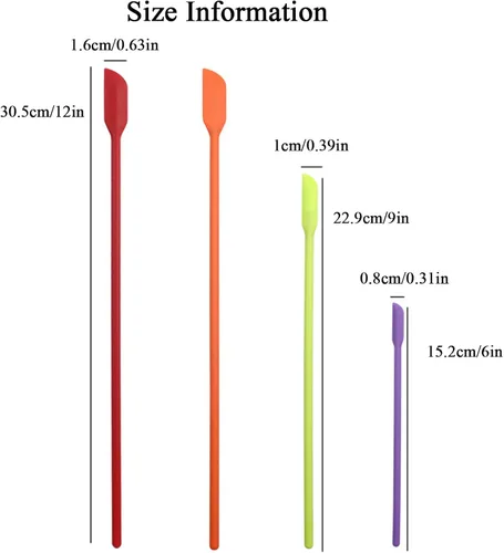 Vista 2 de Espátula de belleza 4 piezas de espátula de maquillaje mini silicona para cosméticos y cocina - 3 tamaños