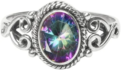 Vista 2 de Avicrafts Mystic Topaz Ring 925 Sterling Silver Statement Ring For Women Handmade Gemstone Christmas Jewellery Gift For Her
