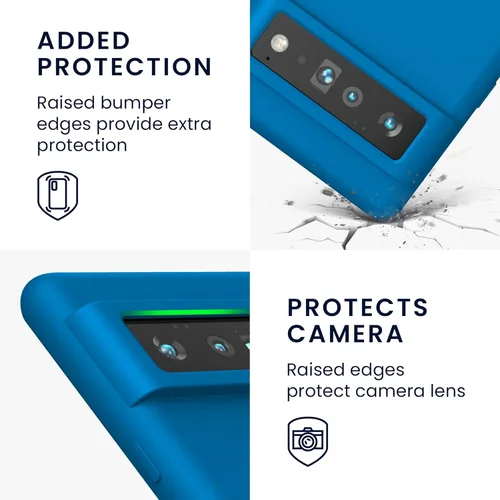Vista 3 de kwmobile Funda Compatible con Google Pixel 6 Pro - Funda de teléfono de silicona TPU con acabado suave - Azul Arrecife