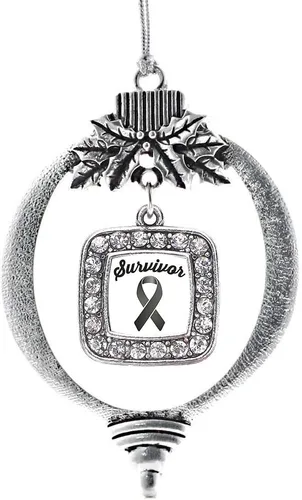 Vista 183 de Inspired Silver - Mis iniciales - Adorno con dije de letra S - Adornos navideños cuadrados de plata con joyas de circonita cúbica