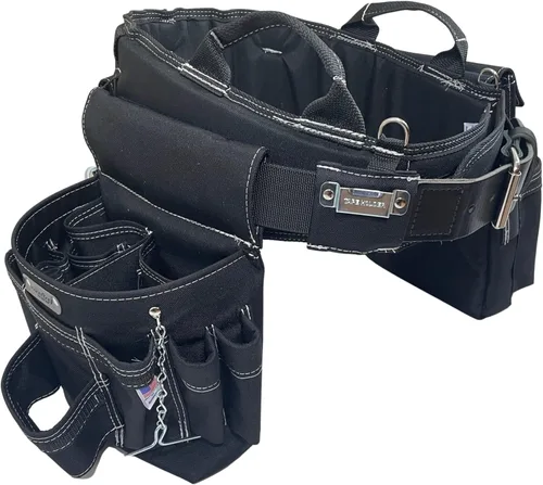 Vista 10 de BOULDER BAG Ultimate Electrician's MAX Combo con cómodo cinturón de herramientas de soporte de espalda, hebilla de cinturón de cuero, cinturón