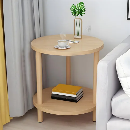 Mesa auxiliar contemporánea de estilo redondo simple, mesa auxiliar de madera maciza, mesa auxiliar para espacios pequeños, mesita de noche, mesitas