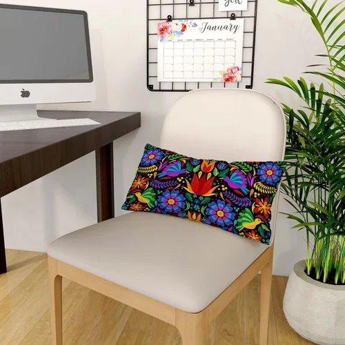 Vista 2 de Juego de 2 fundas de almohada de fiesta mexicana de 12 x 20 pulgadas, diseño de libélula y dalia, Día de los Muertos, decoración del Cinco de Mayo