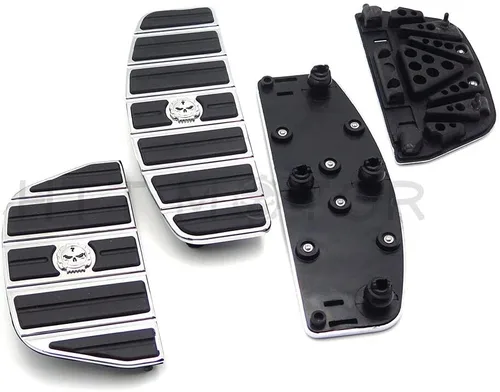 Vista 5 de HONGK - Kit de estribo para motociclista y pasajero con calavera cromada, forma tradicional en D compatible con TOURING FLHT FLT FLTR FLHR FLHS