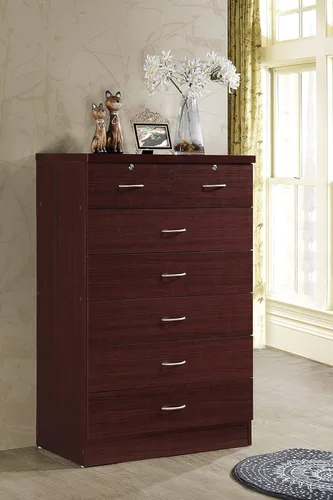 Vista 2 de Hodedah - Cómoda HI70DR, con cerradura, color caoba