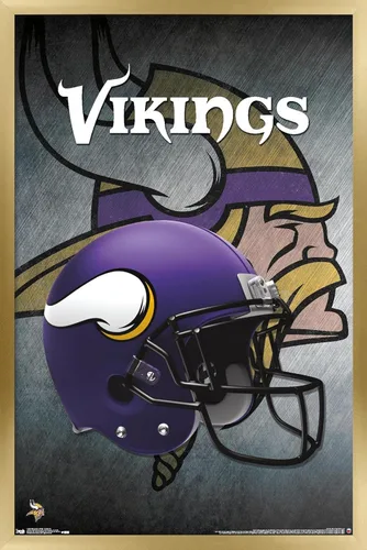 Vista 19 de Trends International NFL Minnesota VIkings - Póster de pared con casco 16, 14.725 x 22.375 pulgadas, versión enmarcada de madera de granero