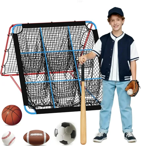 2-in-1 Baseball Pitching and Rebound Net, Trainer and Return Screen for Pitching Practice