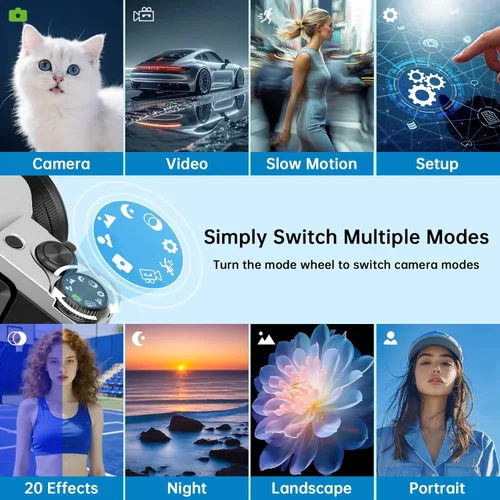 Vista 8 de 4K Digital Camera for Photography with WiFi, 2025 Latest Auto-Focus Vlogging Camera for YouTube Video 3'' 180° Flip Screen Travel Cameras 16X Zoom