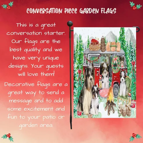 Vista 4 de Doggie of the Day Biewer Dogs Garden Flags - Christmas Time Camping - Double Sided - Yard Lawn Spring Decorative Gift - Home Decor 12 1/2"w x 18"h