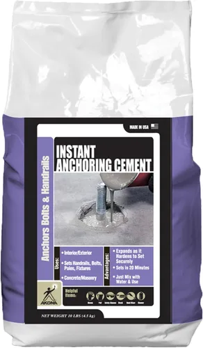 Akona Cemento de anclaje instantáneo: polvo de fijación rápida, fije barandillas, pernos, postes, accesorios y más, de alta resistencia, solo tienes