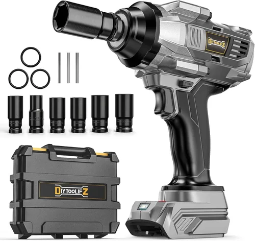 Vista 12 de DIYtoolifz Llave de impacto inalámbrica de 1/2 pulgada compatible con batería Dewalt de 20 V (herramienta desnuda), destornillador de impacto sin