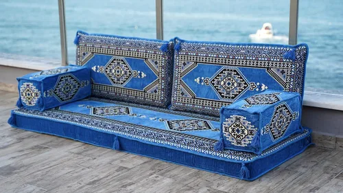 Vista 5 de Cojines de asiento de piso árabe individuales, sofá árabe Majlis, rincón de lectura, sofá biplaza, sofá de un solo piso, almohadas de piso otomano