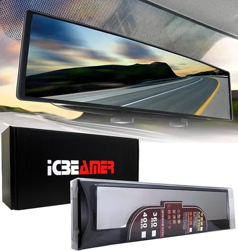 Vista 7 de ICBEAMER - Espejo retrovisor interior convexo y transparente para automóvil de 9.4 pulgadas, fácil de enganchar, con un amplio ángulo panorámico