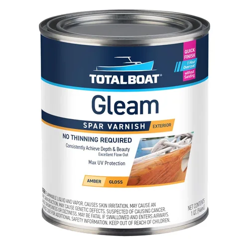 TotalBoat Gleam Marine Spar - Barniz brillante y satinado para madera, barcos y muebles de exterior (brillo, dos pintas)