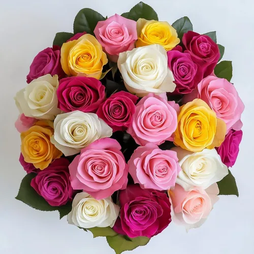 GlobalRose Ramo de 24 rosas surtidas, rosas de origen responsable, flores frescas, ramo fresco de flores seleccionadas a mano para el día de la