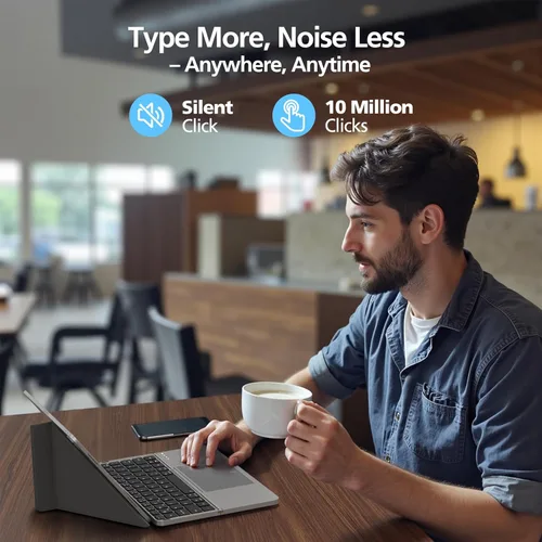 Vista 8 de MicroPack - Teclado Bluetooth plegable con panel táctil y soporte para iPad/iPhone/MacBook, diseñado solo para macOS e iOS, teclado recargable Gris